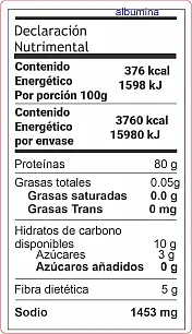 Tabla Nutrimental ALBUMINA sola WP mx Tabla nutrimental albumina deshidratada marca Fit tek