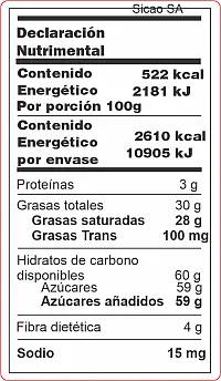 Tabla-Nutrimental-SOLA-Chispas-semiamargo-marca-sicao