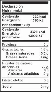 Tabla nutrimental SOLA WP mx Harina 5 ceros Tabla nutrimental Harina 00000 floja marca molinos B&B