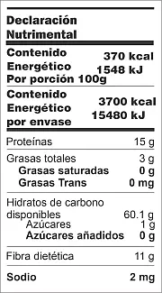 TABLA NUTRIMENTAL harina 00 INTEGRAL PLUS 15g sola WP